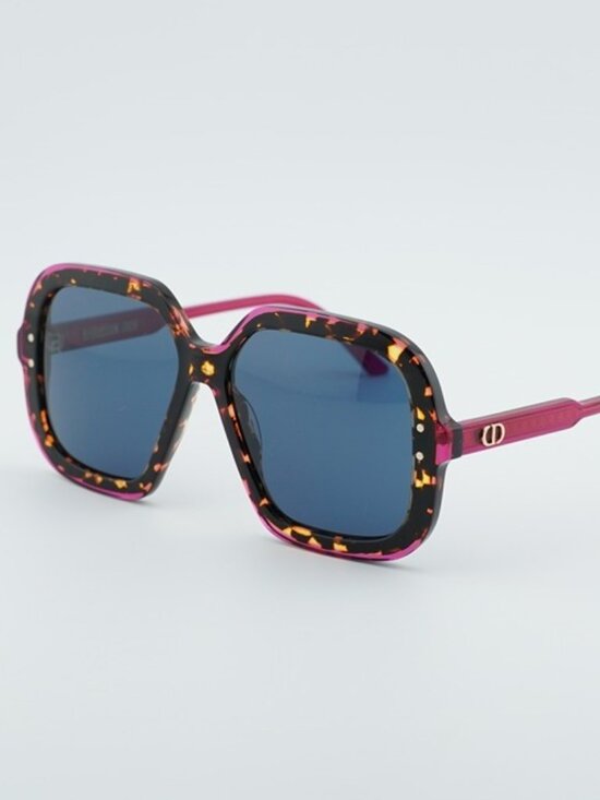 Dior DIORHIGHLIGHT S1I 24B0 Sunglasses Havana Square Frame, Blue Lenses main image 6